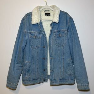Denim Faux Sherpa Jacket | Size L